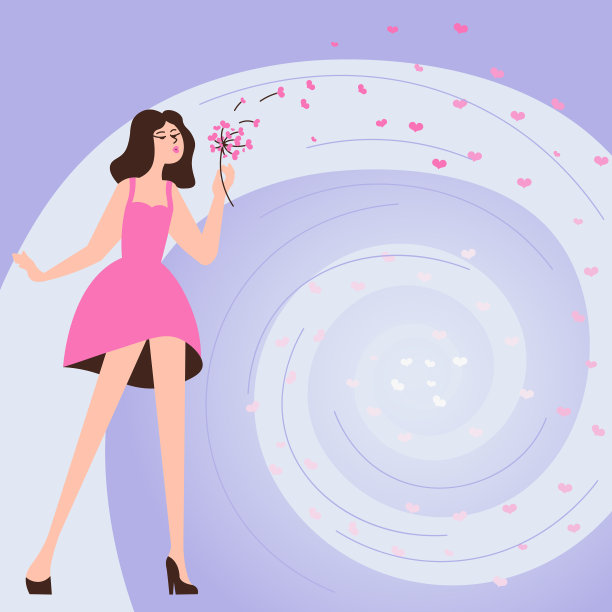 女人拿着一束可爱的花图片下载