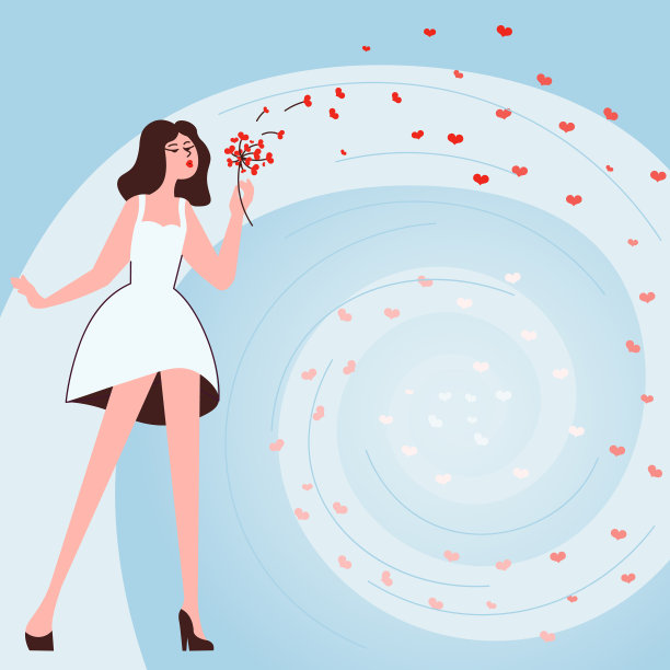 女人拿着一束可爱的花图片下载