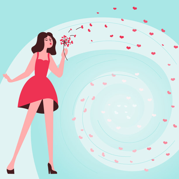 女人拿着一束可爱的花图片下载