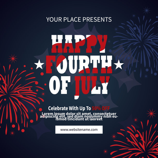 快乐的7月4日销售海报传单设计图片下载