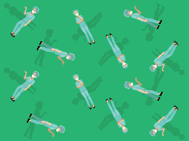 漫画护士医院工作人员摆出无缝壁纸背景图片下载