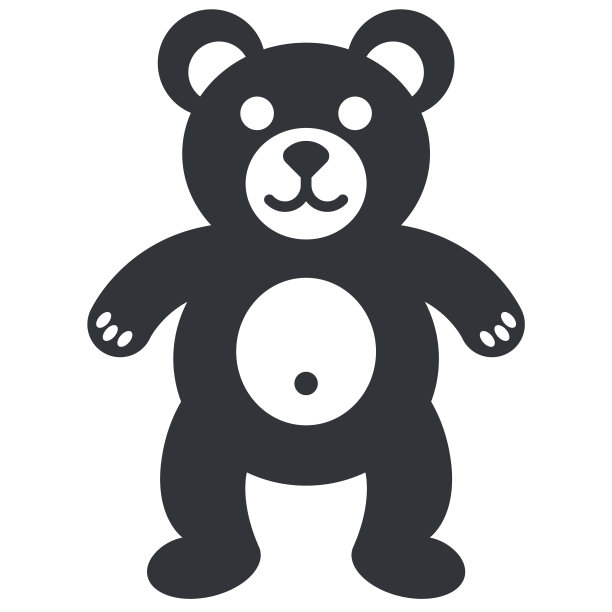 黑色的泰迪熊图标。大孩子的玩具。平面向量插图。图片下载