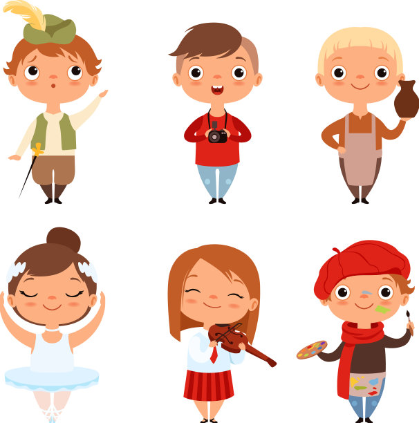 卡通小男孩和小女孩的创意不同图片下载