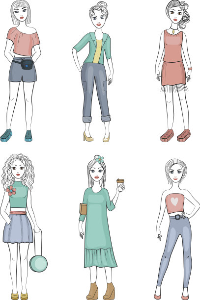 时尚女孩，女性，年轻模特站着图片下载