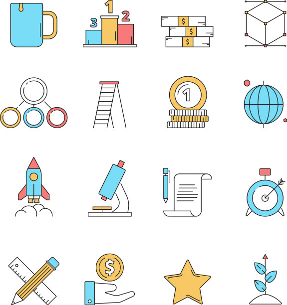 彩色创业图标商业计划完美图片下载