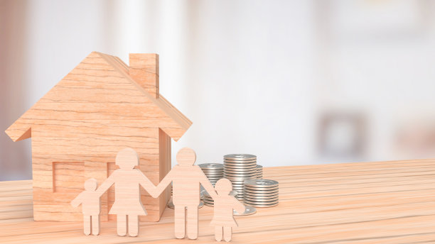 木材家和家庭板的财产或商业概念3d渲染图片下载