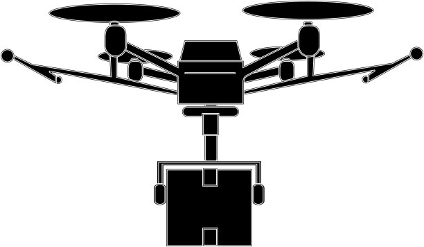 无人机搬运行李的剪影图片下载