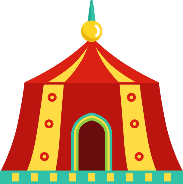 马戏团标志红色帐篷娱乐表演舞台图片下载