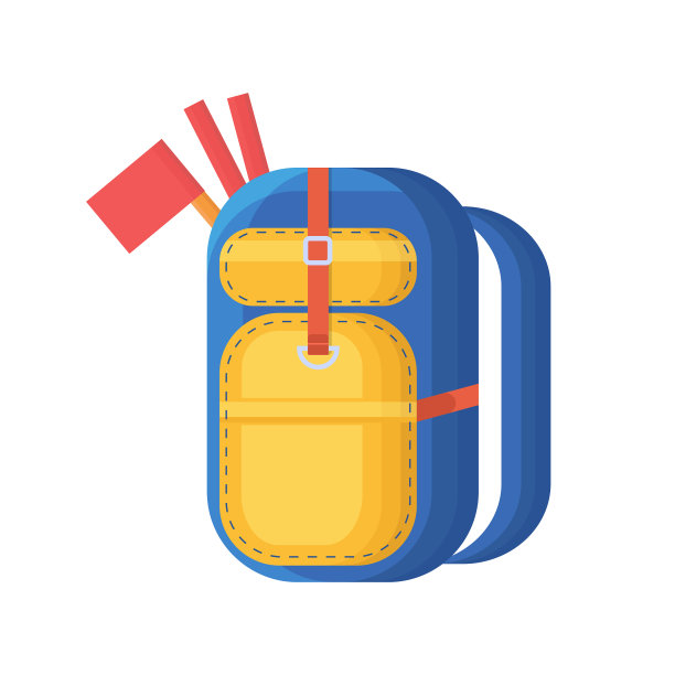 一个大的徒步背包在一个扁平的风格，3图片下载