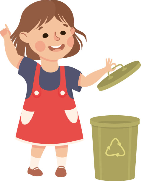 可爱的小女孩打开垃圾箱的盖子图片下载