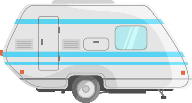 白色拖车与蓝色条纹复古游客图片下载