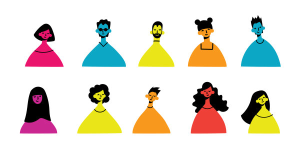 不同面孔的人设定了人类化身图片下载