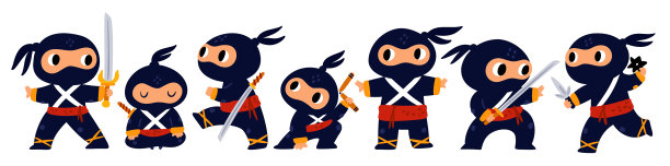 卡通忍者人物日本武士吉祥物图片下载