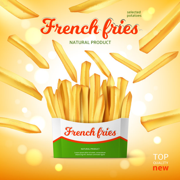 法式土豆零食产品海报逼真图片下载
