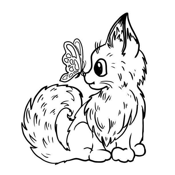 小狐狸和蝴蝶分开了图片下载