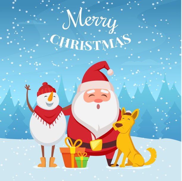 圣诞背景与有趣的人物圣诞老人图片下载