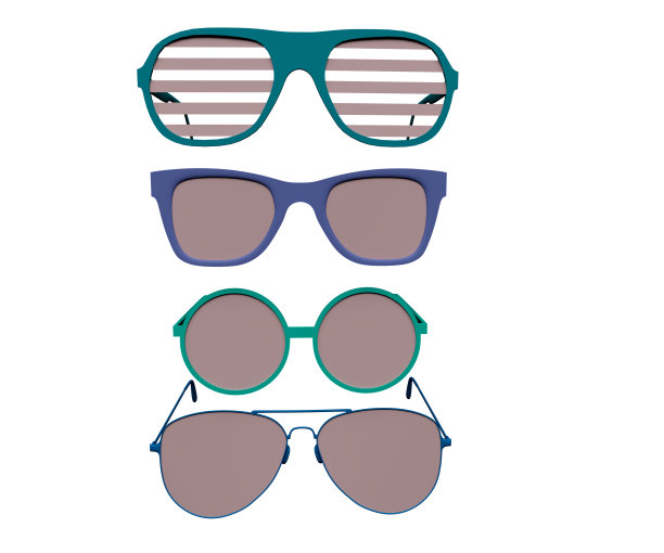 3d插画有趣的时尚太阳镜夏天的对象图片下载