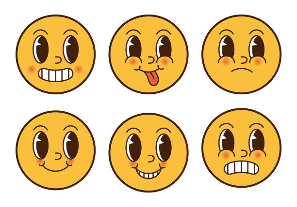 一套复古微笑贴纸groovy的收集图片下载