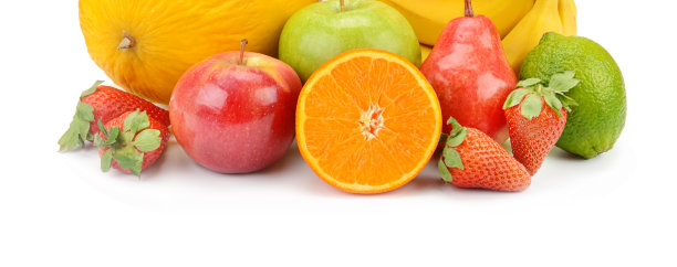 果实离生在白色背景上。宽的照片。图片下载