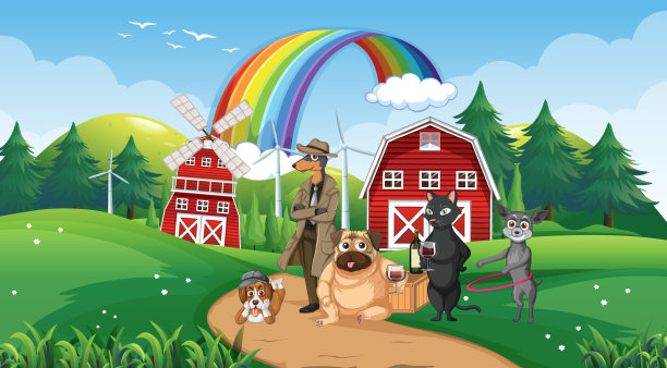 农场里的一组不同的家畜图片下载