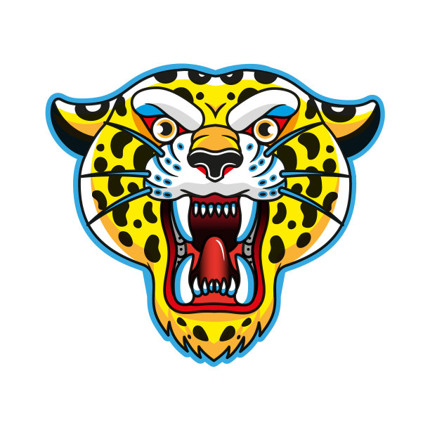印花豹吉祥物标志头豹孤立图片下载