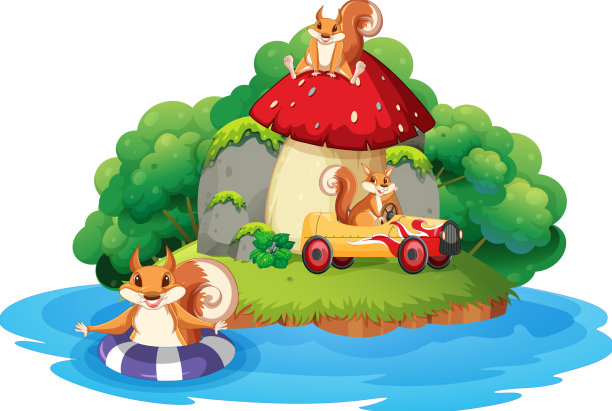 一只松鼠在岛上玩耍图片下载