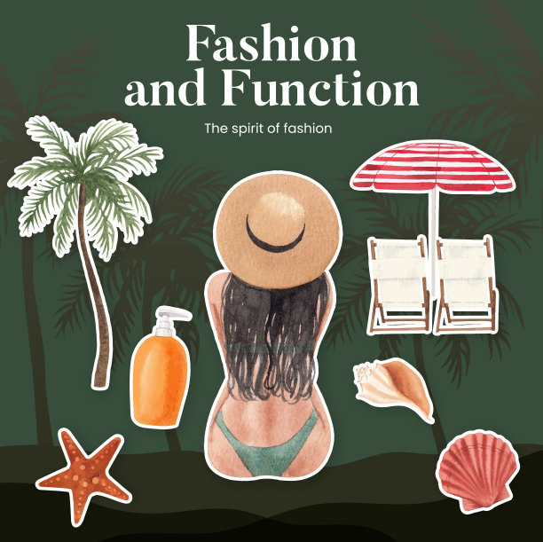 贴纸模板与夏季服装时尚图片下载