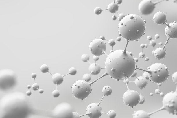 摘要变焦白色分子、原子或病毒变异设计。清洁纯结构的科学实验或医学实验室研究。图片下载