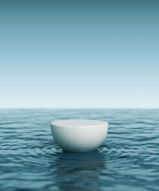 基座最小蓝水海洋清凉开放海洋禅意概念液体涟波站立产品展示护肤化妆品。图片下载