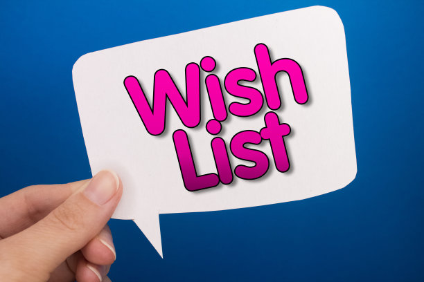 语音泡沫前彩色背景与愿望列表文本。图片下载