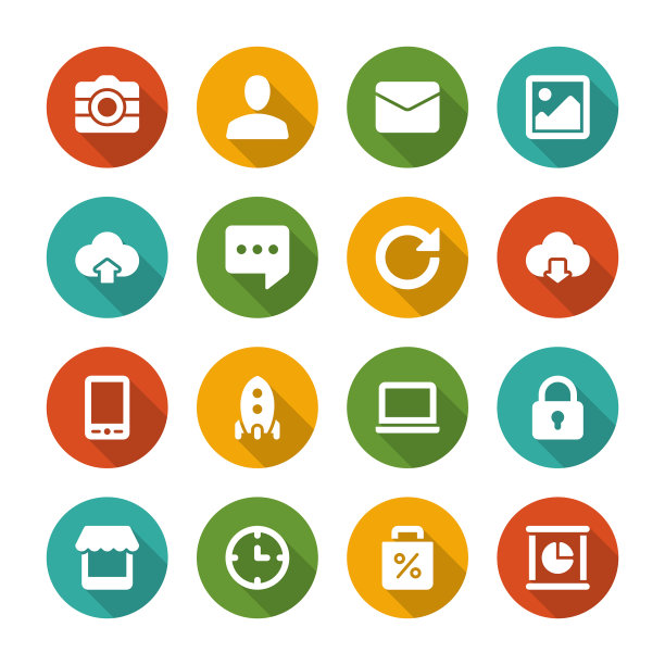 平面图标设置和长阴影效果图片下载