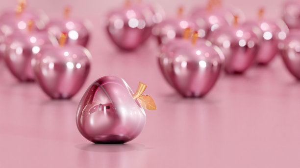 甜粉色玻璃苹果图片下载