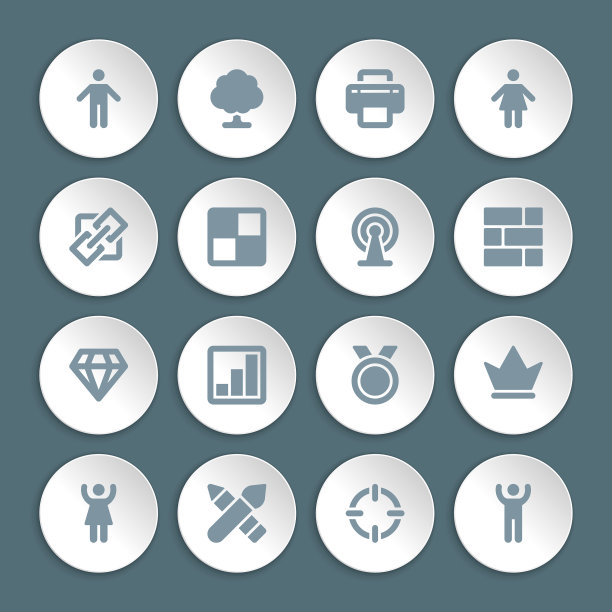 平面图标设置纸和阴影效果图片下载