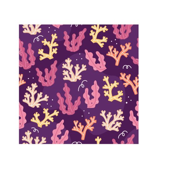 卡通风格的海藻无缝图案图片下载