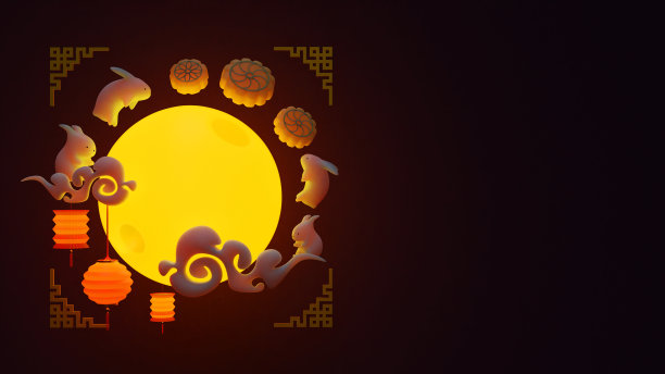中秋登陆页面模板用天灯3d渲染图片下载