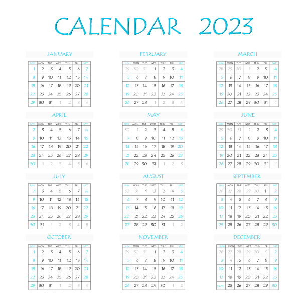 2023日历计划公司周模板图片下载