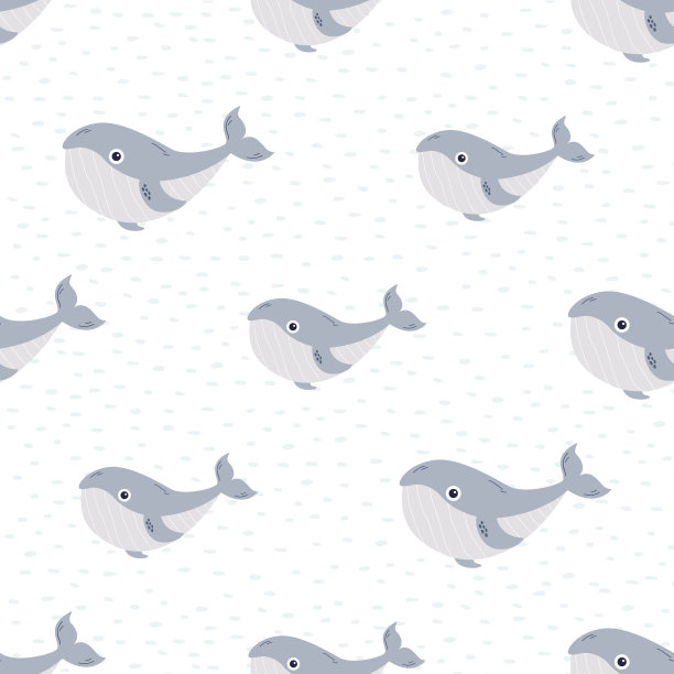 无缝的幼稚图案与可爱的鲸鱼图片下载