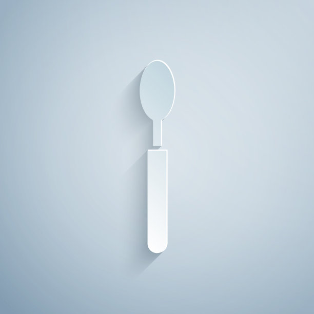 剪纸勺子图标孤立在灰色背景图片下载