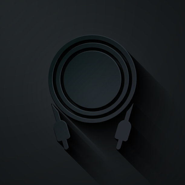 剪纸音频插孔图标孤立在黑色上图片下载