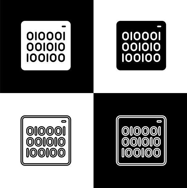 设置二进制码图标隔离在黑白上图片下载