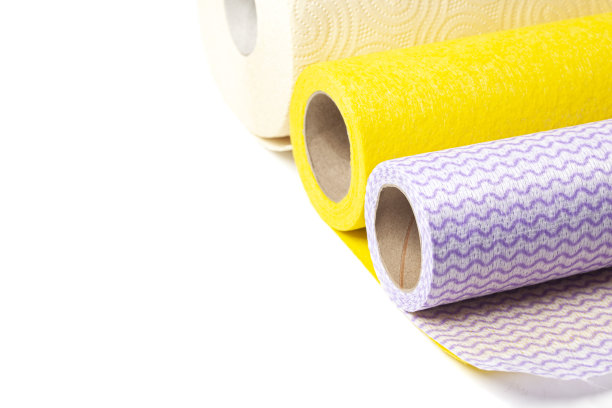 厨房毛巾竹卷孤立在白色背景上图片下载