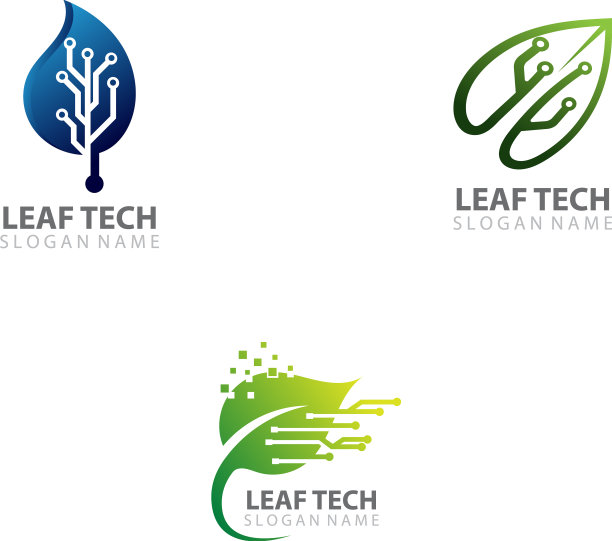 叶子以科技概念标志设计图片下载