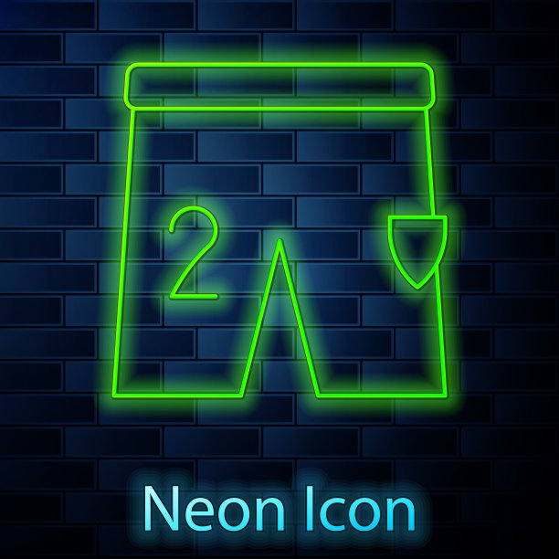 发光的霓虹灯线短裤踢足球图标图片下载