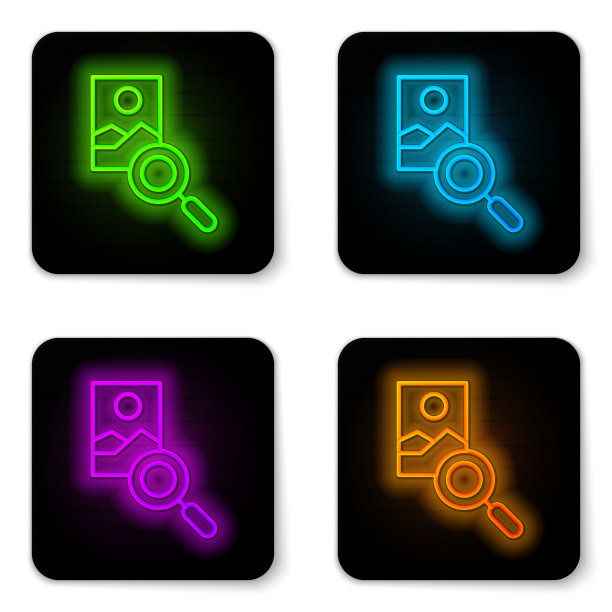 发光的霓虹灯线条照片修饰图标孤立图片下载