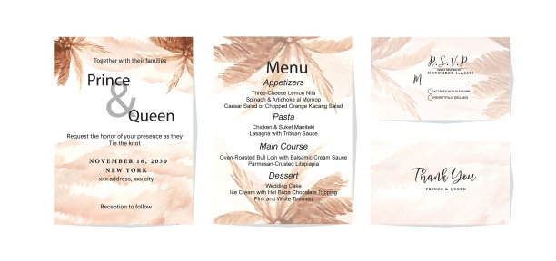 水彩婚礼请柬模板图片下载