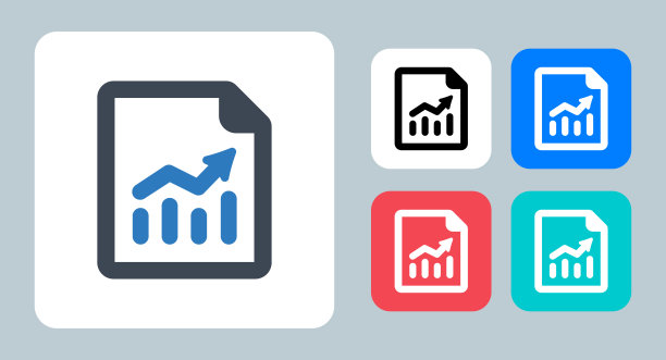 商业报告图标-矢量插图。分析，分析，报告，图表，文件，文档，统计，图表，销售，增长，线条，轮廓，平面，图标。图片下载