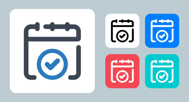 检查日历图标-矢量插图。检查，日期，日历，时间表，事件，预订，确认，预约，天，时间，线，轮廓，平面，图标。图片下载