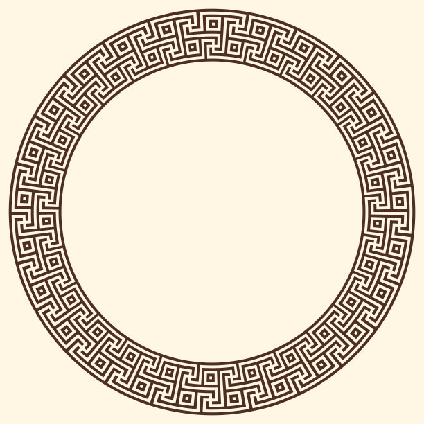 希腊钥匙图案，圆框。装饰古代漫步图片下载