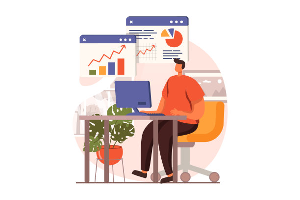 数字化商业网站概念的扁平化设计图片下载