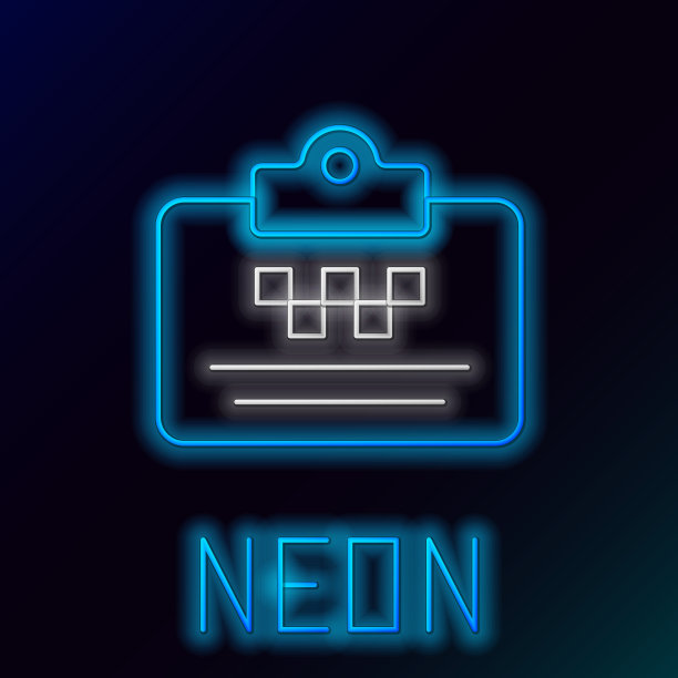 发光的霓虹灯线出租车驾驶证图标图片下载